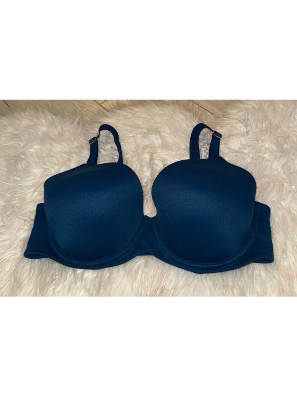 Soma Embraceable Full Coverage Geo Lace Trim Bra Lined UW Womens 38DD Blue